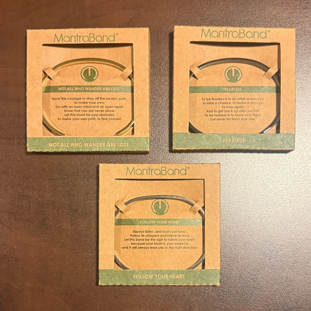 MantraBand Gold, Silver and Black Stainless Bracelet Lot of 3